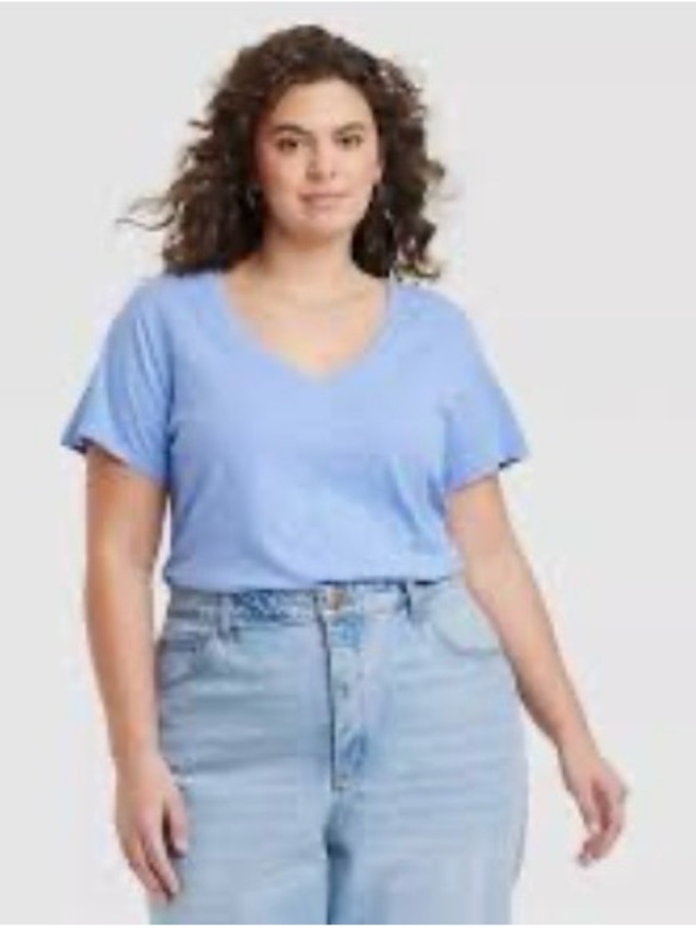 Universal Thread Blue V-Neck Cropped Tee